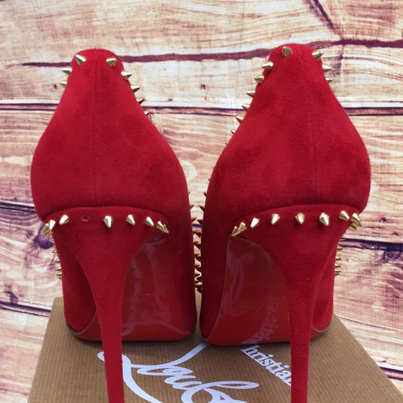 NIB Christian Louboutin Anjalina Red Suede Pumps - Picture 4 of 8